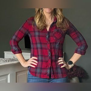 Plaid button down top size XS